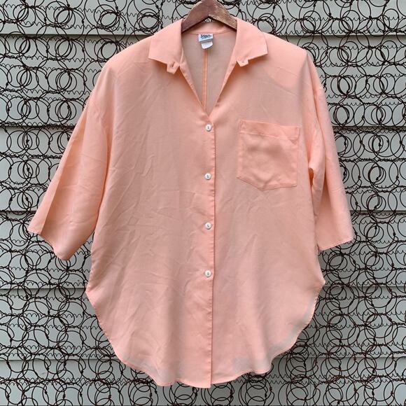 Vintage 90s Miss Oops peach oversized tunic blouse Size 12/L - Picture 1 of 5